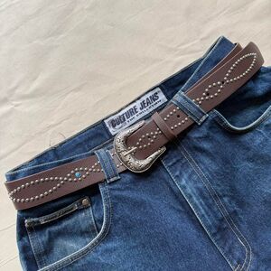 y2k style brown american western studded design belt